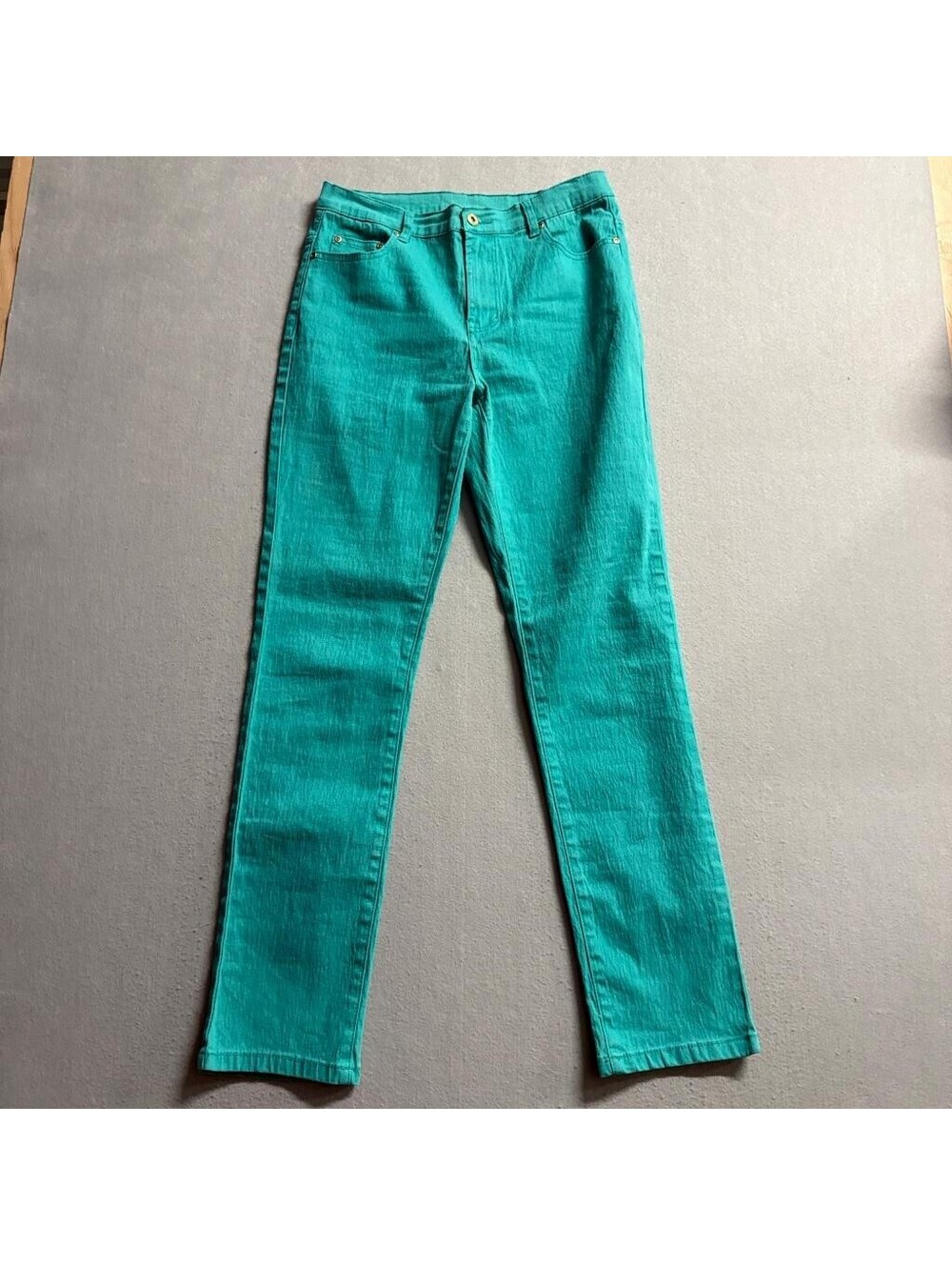 DG2 by Diane Gilman Jeans Womens Size 6 Green Ramie Cotton Blend Straight Leg